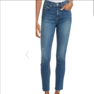 Rag & Bone High Waist Skinny Frayed Hem Jeans 28